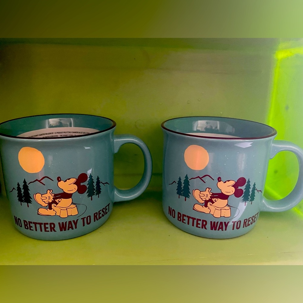 Disney Mickey Mouse ''No Better Way to Reset'' Mugs set of two